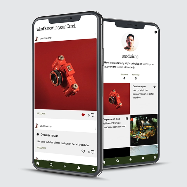 screenshots de la web app Cercl